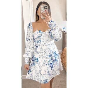 ALAMOUR The Label Milkmade Mini‎ Puff Sleeve Size Small Satin Floral Dress